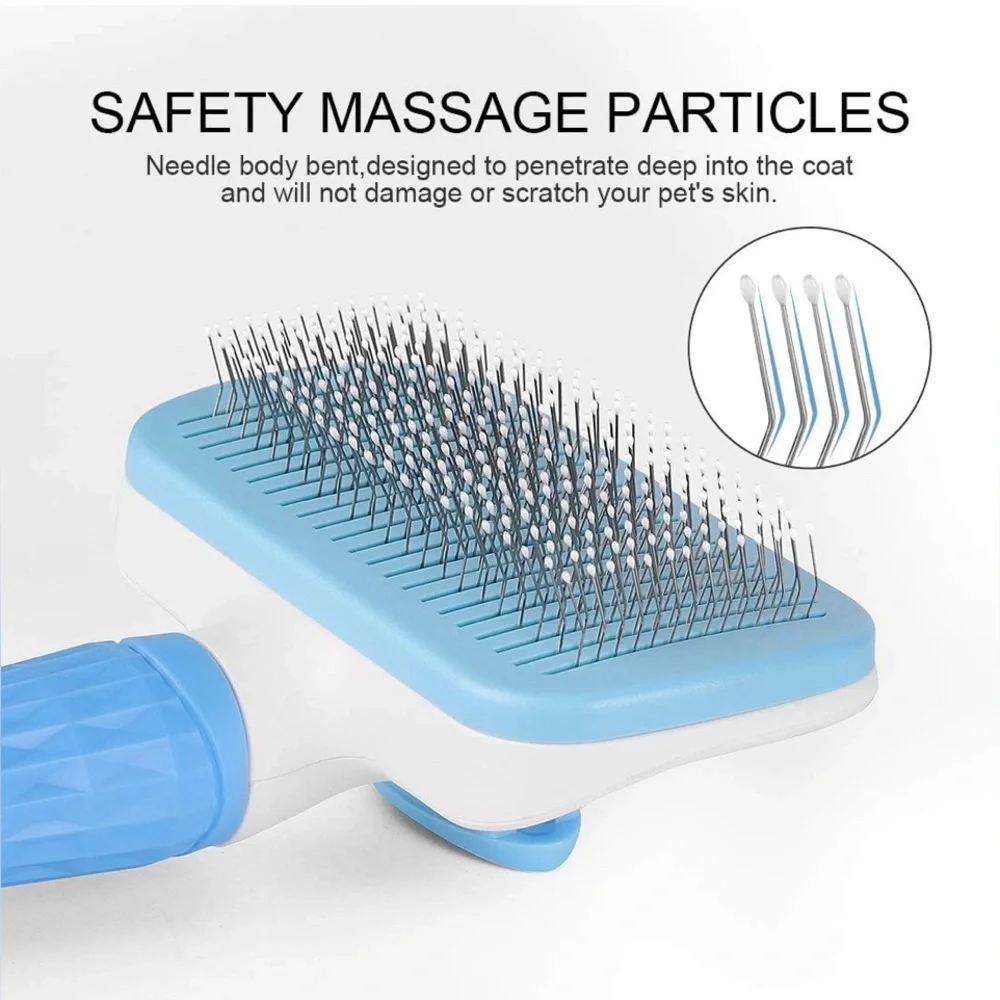 Blue and White Pet Grooming Brush